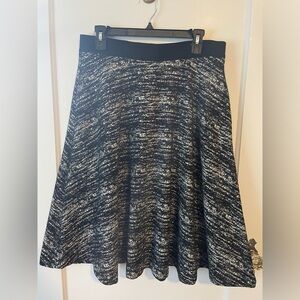 Black & White Knit Midi Circle Skirt